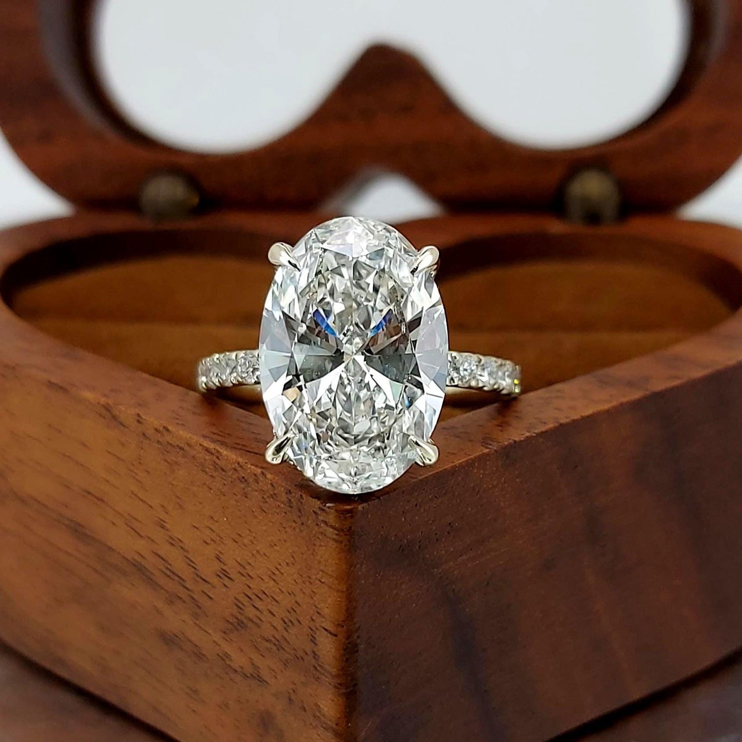 5.5 Ct Oval Lab Diamond Engagement Ring Oval cut 1Ct Moissanite Brilliant Cut engagement ring in 935 Argentium Silver — custom handcrafted by Forever For Love
