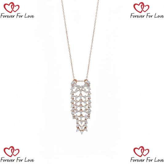 18K Solid Rose Gold Necklace for Wedding, Lab Diamond Pendant, Dainty Chain Necklace, Unique Design, Perfect Anniversary Gift.