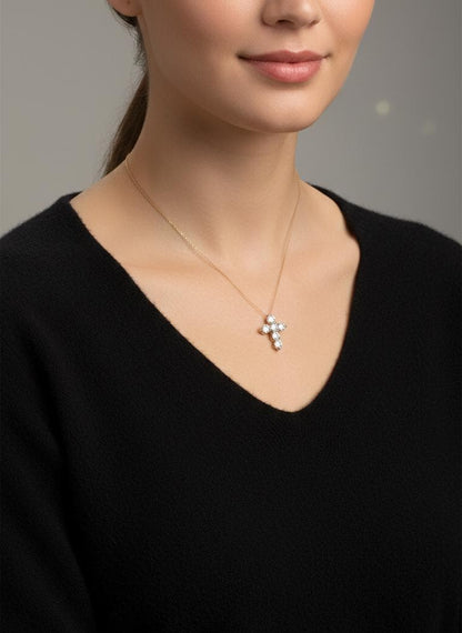 2 Karat E/VVS2 IGI zertifizierte Kreuzkette für Damen, Diamantkreuzanhänger, Religiöser Schmuck, Anhänger mit christlichem Glauben, Perfektes Geschenk