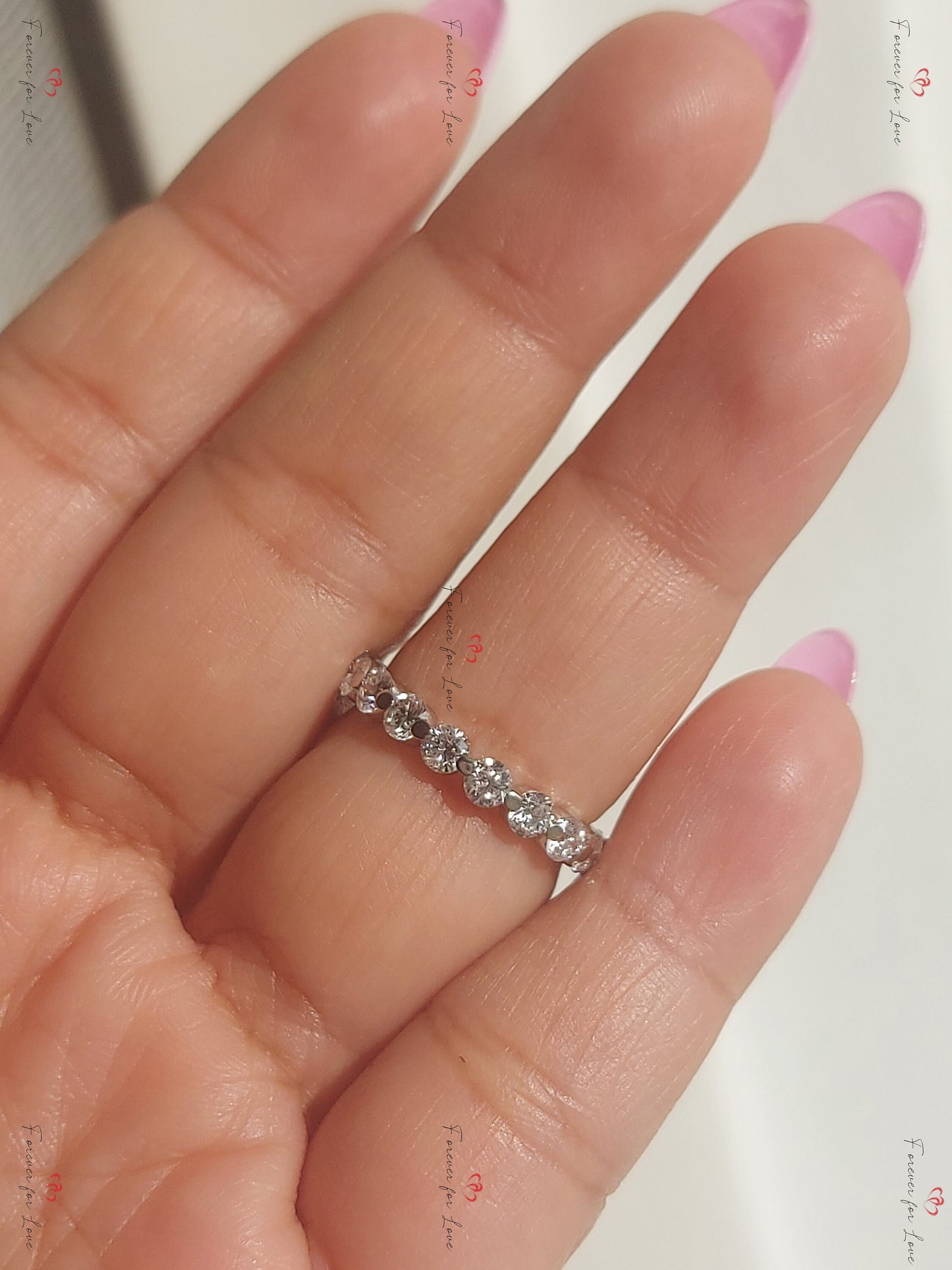 Round Lab Grown Diamond Wedding Band, 3 MM Round Lab Created Band, Matching Band, Floating Bubble Band, Solid Gold Unique Ring Enhancer. Round cut Moissanite Brilliant Cut engagement ring in 935 Argentium Silver — custom handcrafted by Forever For Love