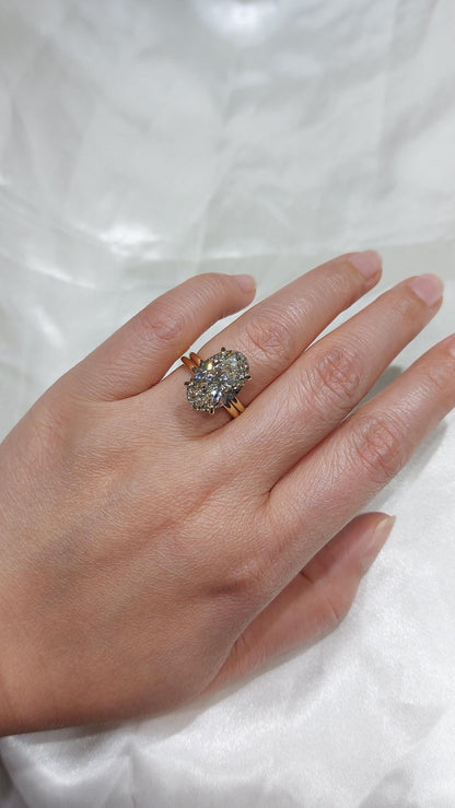 7 Ct Oval Lab Diamond Hidden Halo Engagement Ring