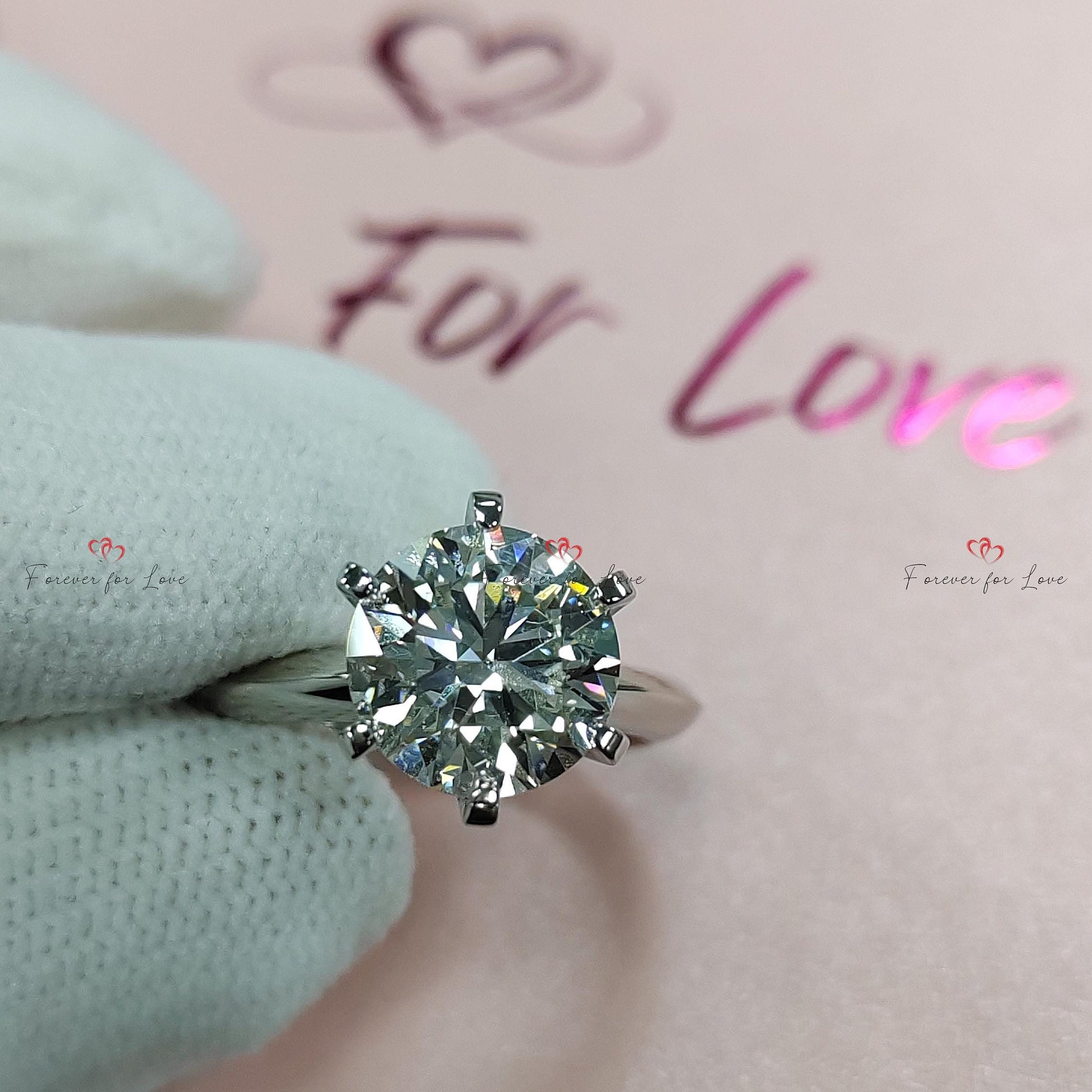 3 Ct Round Lab Diamond Engagement Ring