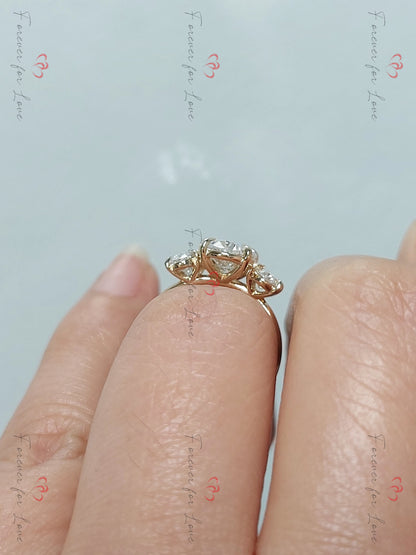 2.5 Ct Oval Lab Diamond Three Stone Engagement Ring