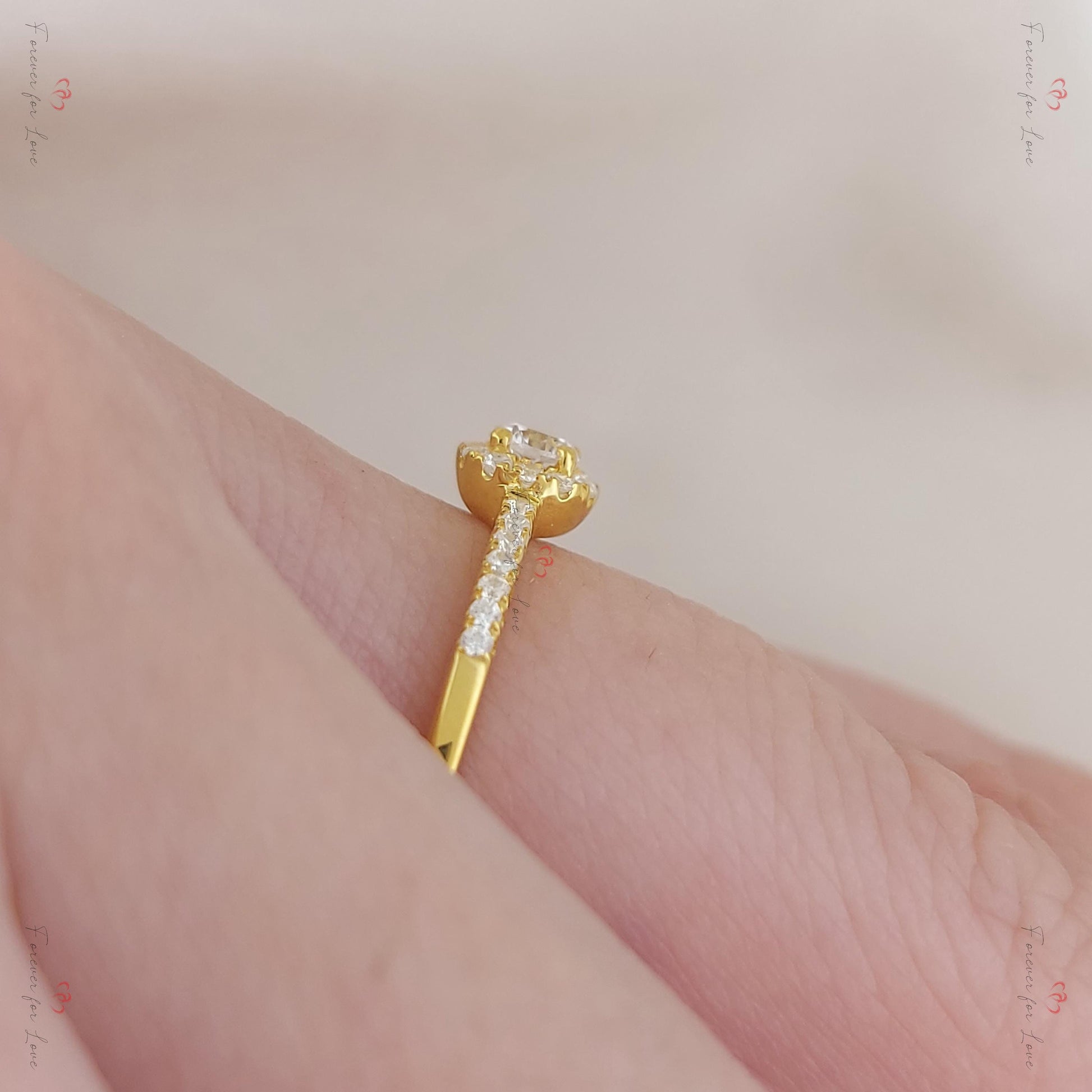 Round Natural Diamond Halo Engagement Ring