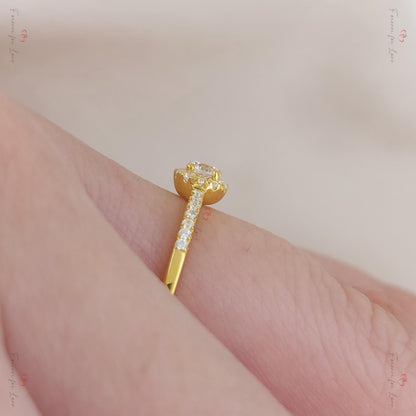 Round Natural Diamond Halo Engagement Ring