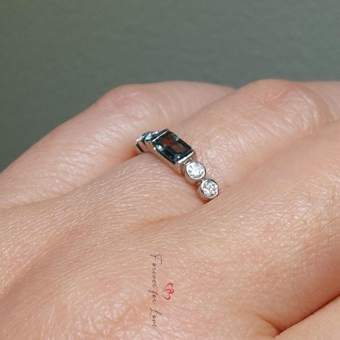 Baguette Blue Diamond, Sapphire Engagement Ring