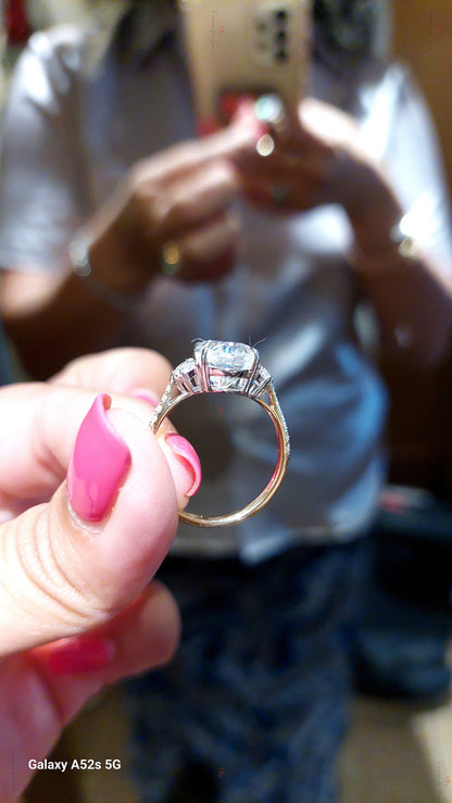 4.6 Ct Oval Moissanite Three Stone Engagement Ring
