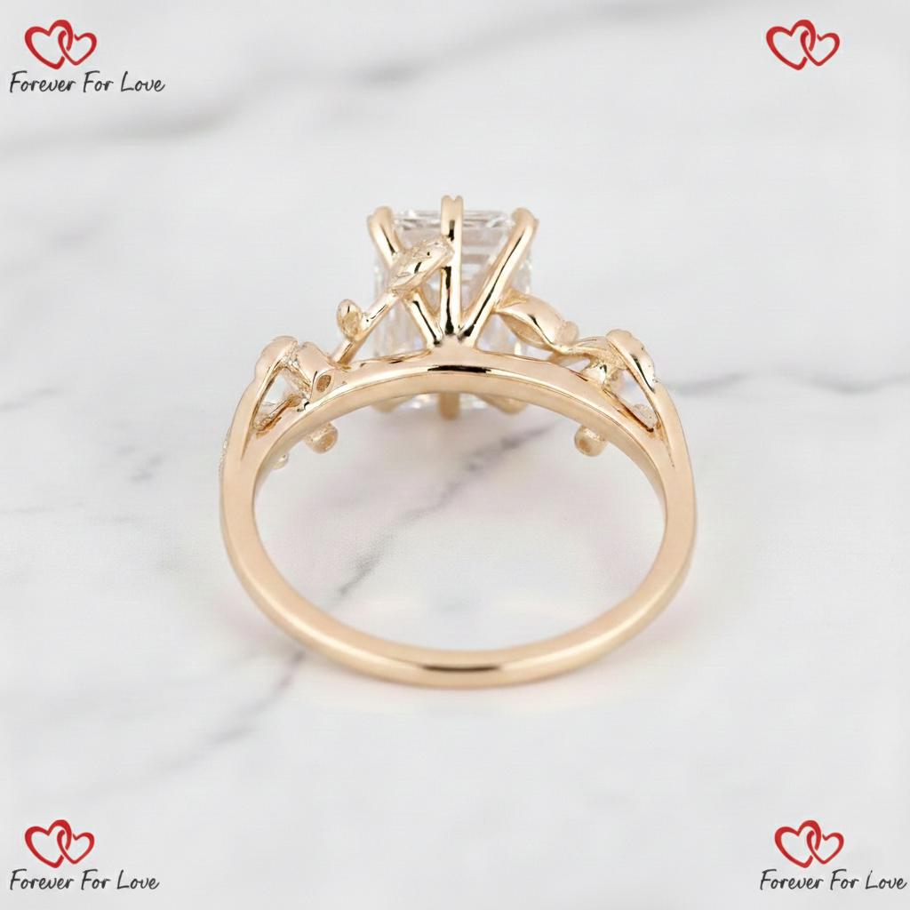 3.1 Ct IGI Certified Emerald Lab Diamond Engagement Ring Emerald cut 1Ct Moissanite Brilliant Cut engagement ring in 935 Argentium Silver — custom handcrafted by Forever For Love