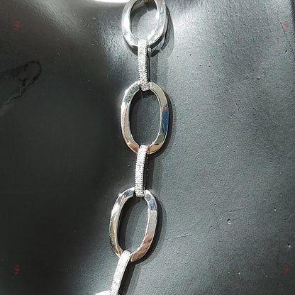 Halskette aus 14 Karat Massivgold, Gliederkette, zarte Eisketten-Halskette aus Gold, echte Diamant-Pavé-Halskette/Diamant-Kettenhalskette, Jubiläumsgeschenk.
