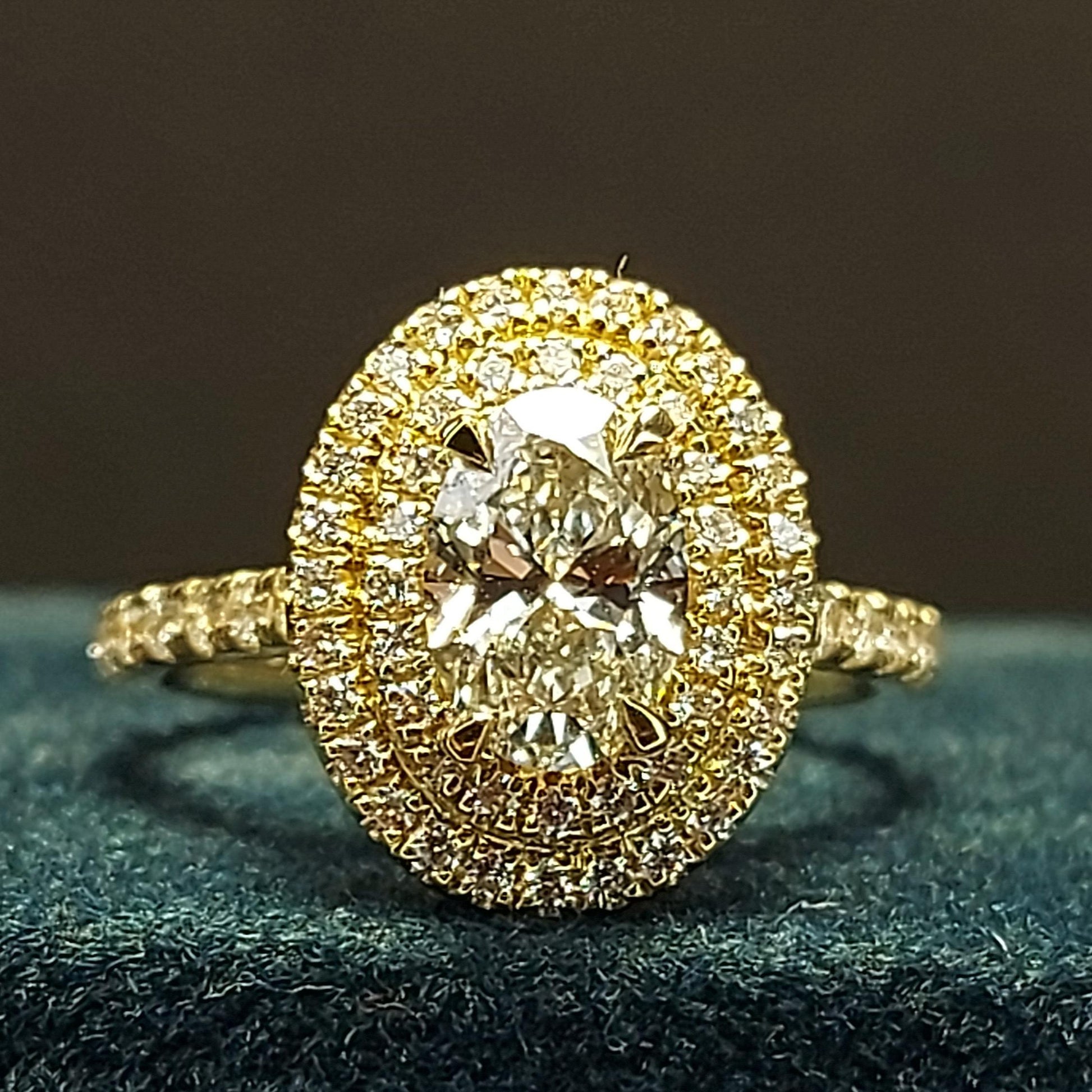 IGI Certified Oval Lab Diamond Halo Engagement Ring