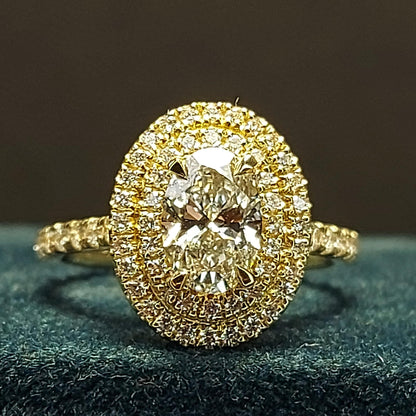IGI Certified Oval Lab Diamond Halo Engagement Ring