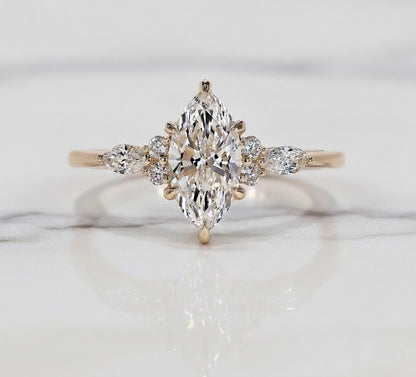 Marquise Lab Diamond Engagement Ring