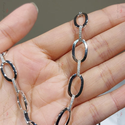 Halskette aus 14 Karat Massivgold, Gliederkette, zarte Eisketten-Halskette aus Gold, echte Diamant-Pavé-Halskette/Diamant-Kettenhalskette, Jubiläumsgeschenk.