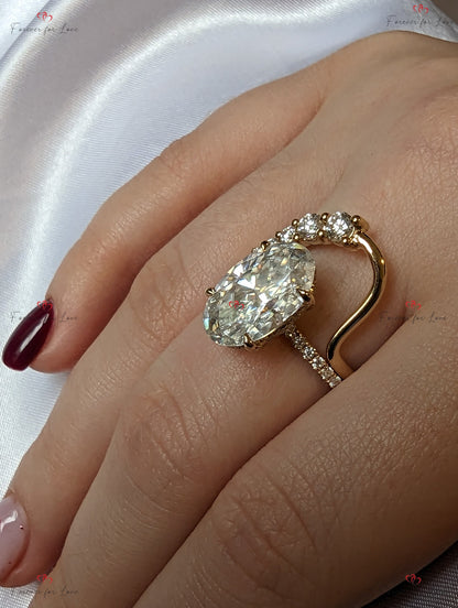 6 Ct Oval Diamond, Moissanite Solitaire Engagement Ring