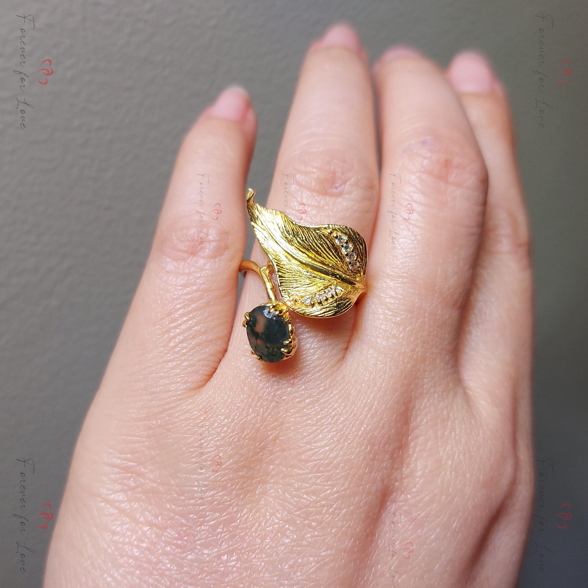 Oval Moss Agate Ring