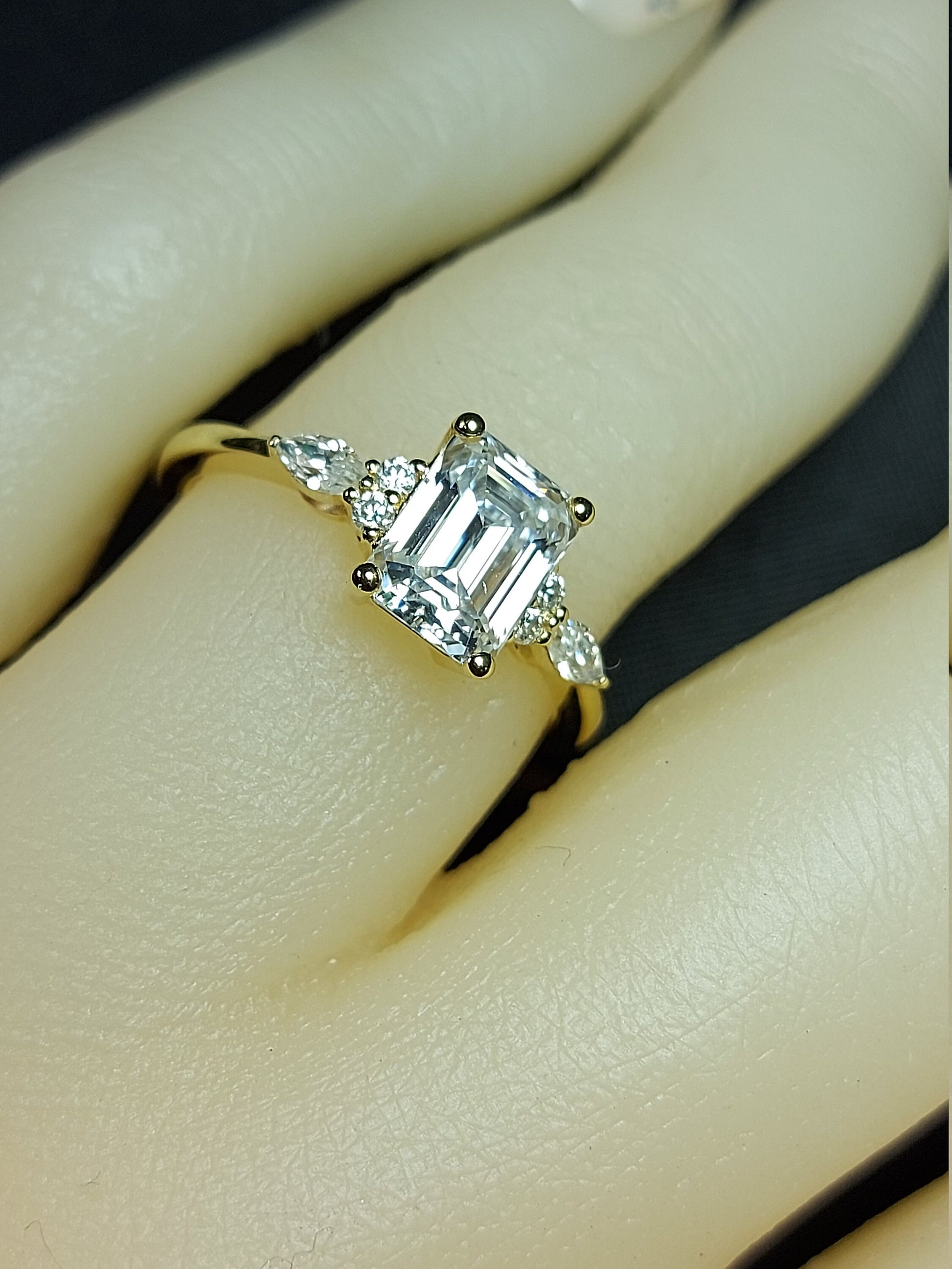 Emerald Diamond, Moissanite Engagement Ring