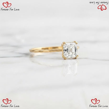 3 Ct IGI Certified Asscher Lab Diamond Solitaire Engagement Ring