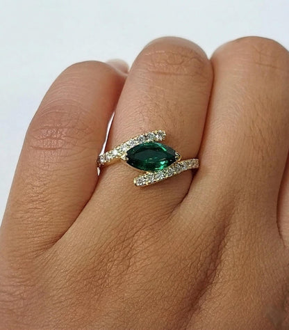 1.8 Ct Marquise Emerald Engagement Ring
