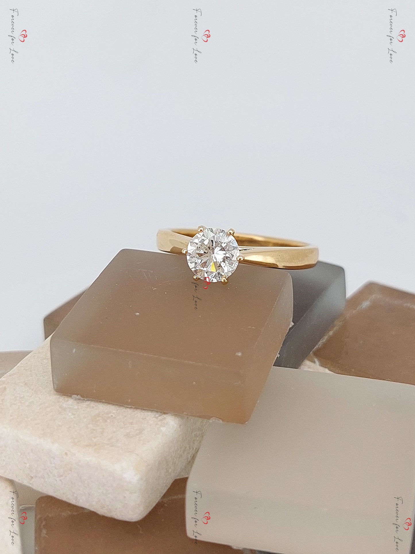 1 Ct Round Natural Diamond Solitaire Engagement Ring Round cut 1Ct Moissanite Brilliant Cut engagement ring in 935 Argentium Silver — custom handcrafted by Forever For Love