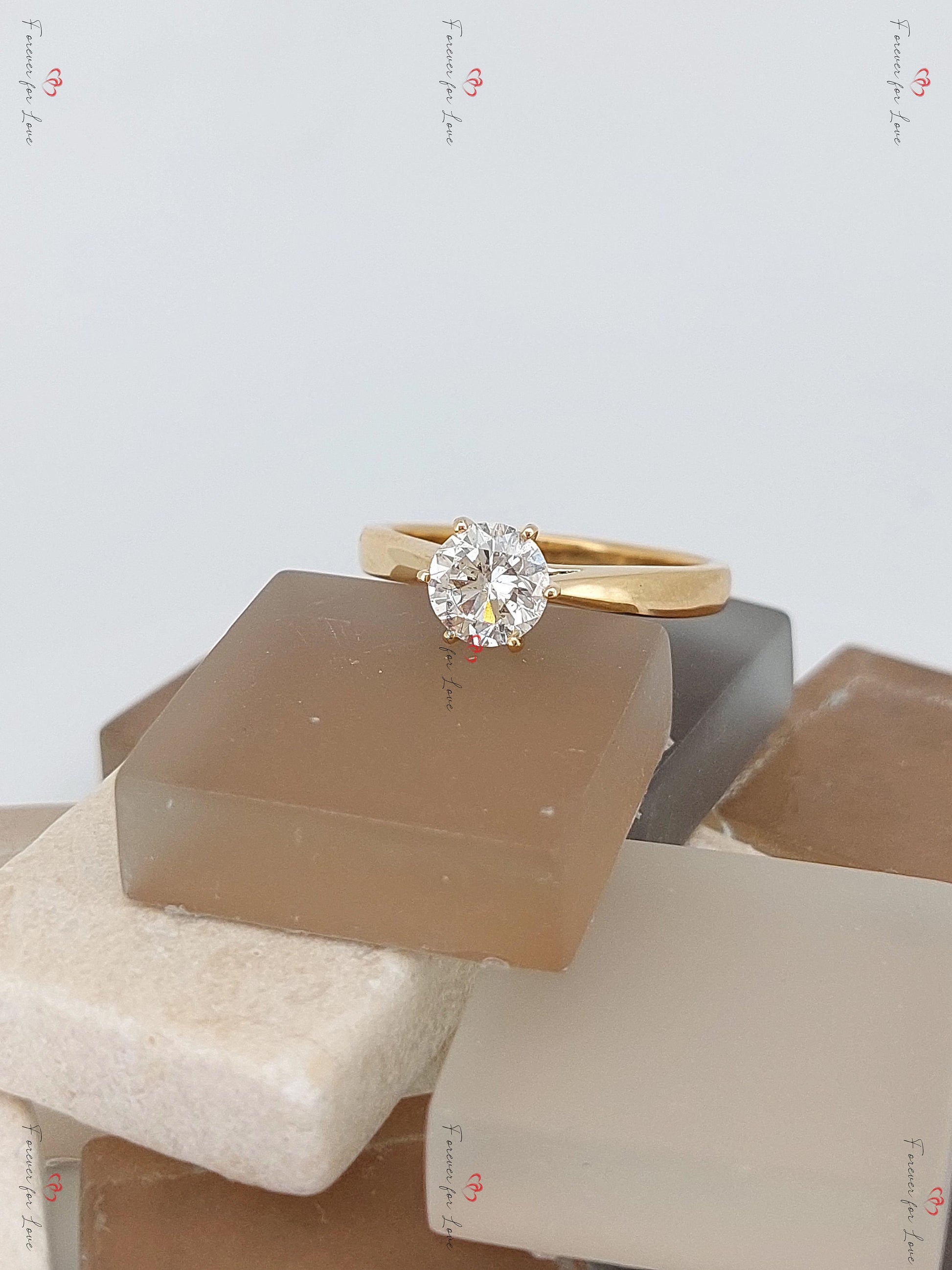 1 Ct Round Natural Diamond Solitaire Engagement Ring