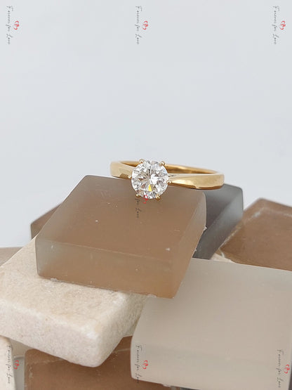 1 Ct Round Natural Diamond Solitaire Engagement Ring