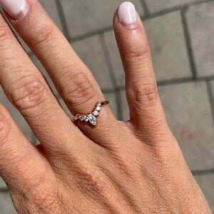 Marquise Moissanit Stapelring Marquise cut Moissanite engagement ring in 935 Argentium Silber — custom handcrafted by Forever For Love