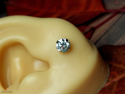 14 Karat Gelbgold Ohrstecker mit 1 Karat runden Diamanten, Diamant Ohrstecker, echte Diamantohrstecker, Geburtstagsgeschenk, Valentinstagsgeschenk für sie
