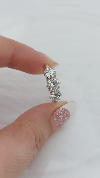 Round Natural Diamond Three Stone Engagement Ring