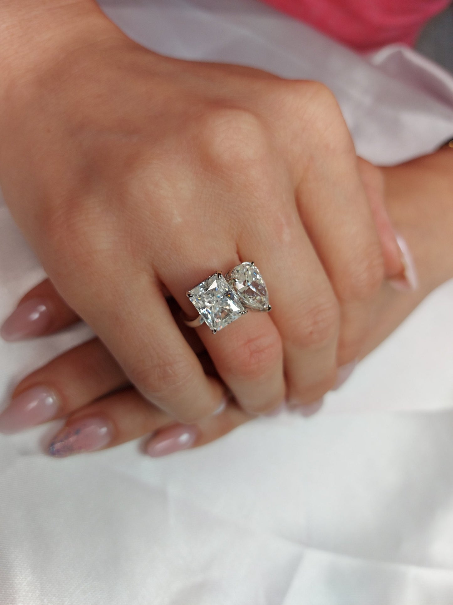 Strahlendes Moissanit Eternity Band Radiant cut Moissanite engagement ring in Gold or Platinum — custom handcrafted by Forever For Love