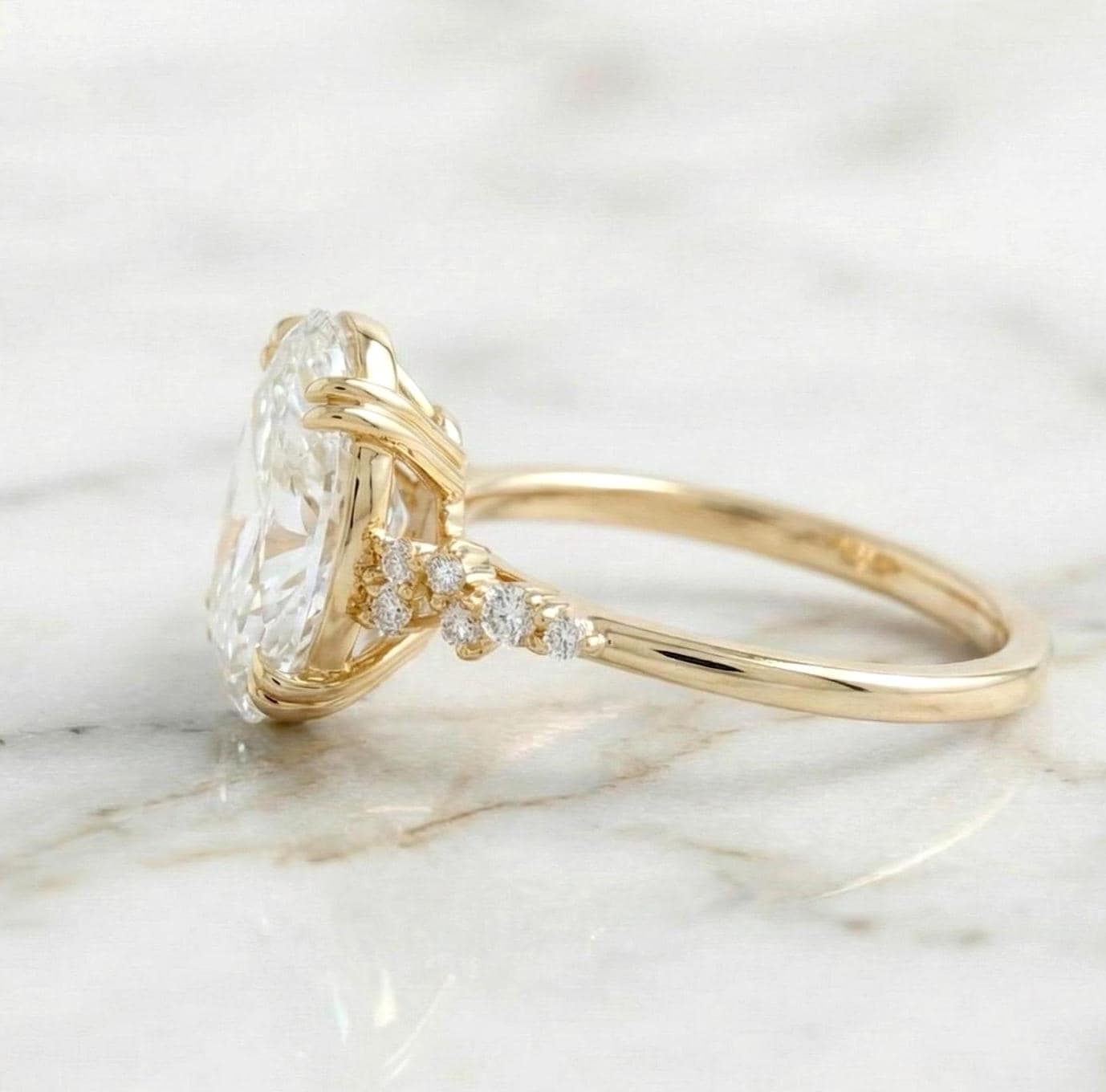 4.5 Ct IGI Certified Oval Lab Diamond Band Oval cut Moissanite Brilliant Cut engagement ring in 935 Argentium Silver — custom handcrafted by Forever For Love