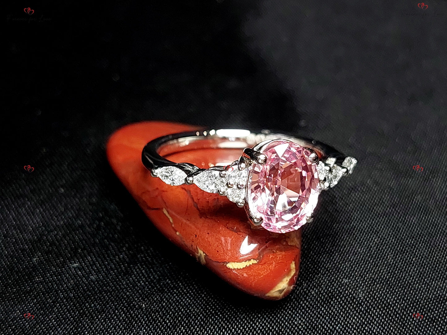 Marquise Pink Sapphire Engagement Ring Marquise cut 1Ct Natural Sapphire engagement ring in 935 Argentium Silver — custom handcrafted by Forever For Love