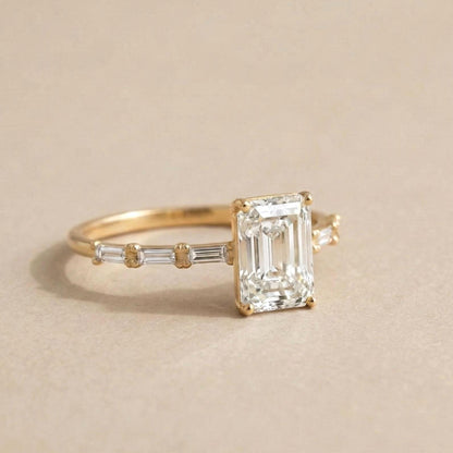 IGI Certified Emerald Lab Diamond Engagement Ring