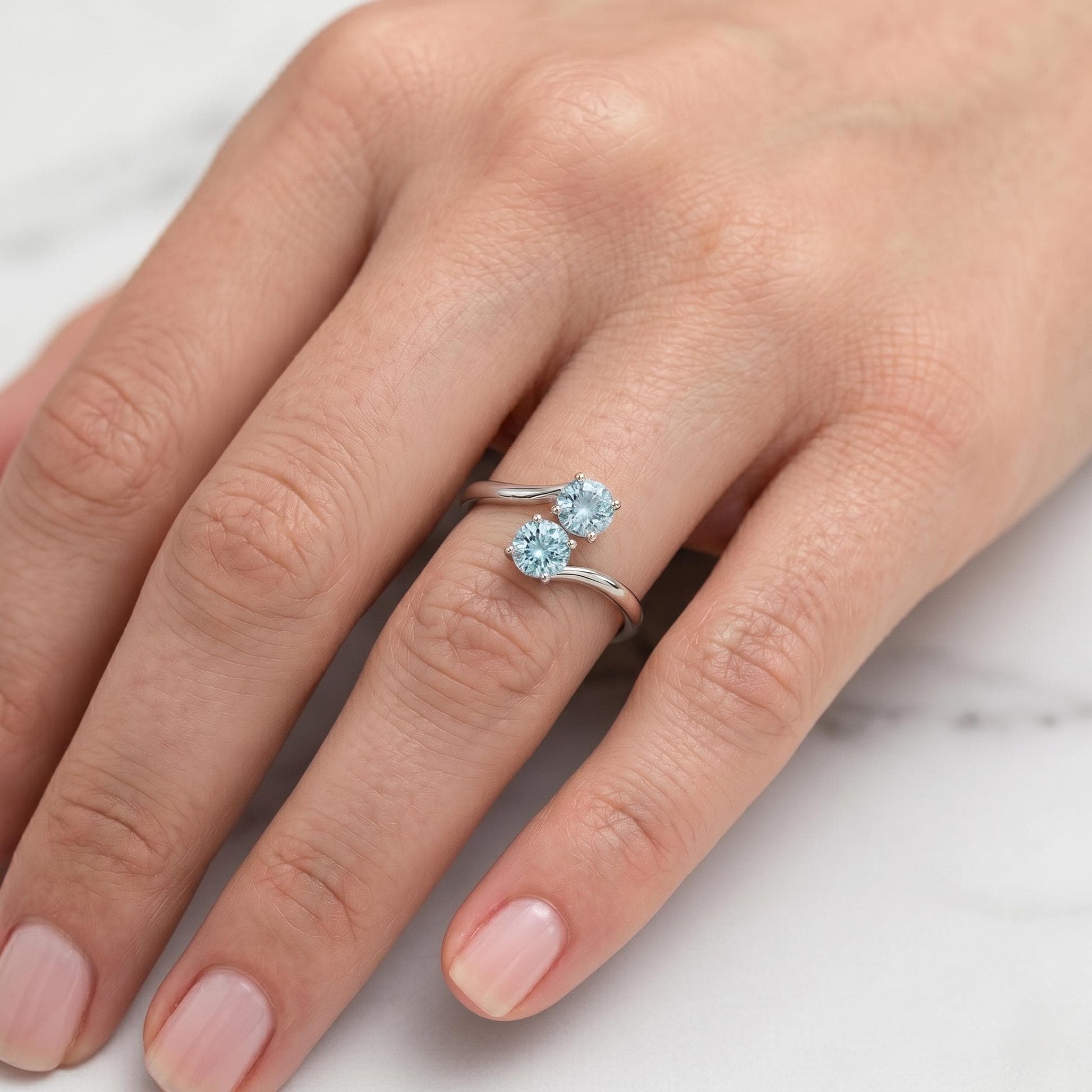 1.2 Ct Round Aquamarine Engagement Ring