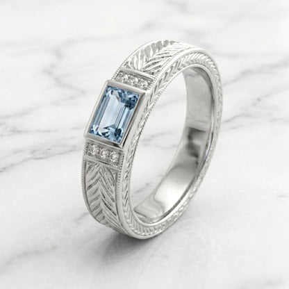 Emerald Aquamarine Wedding Band