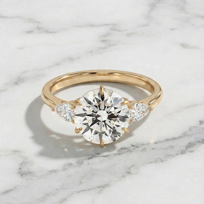 4.5 Ct Pear Lab Diamond Three Stone Ring