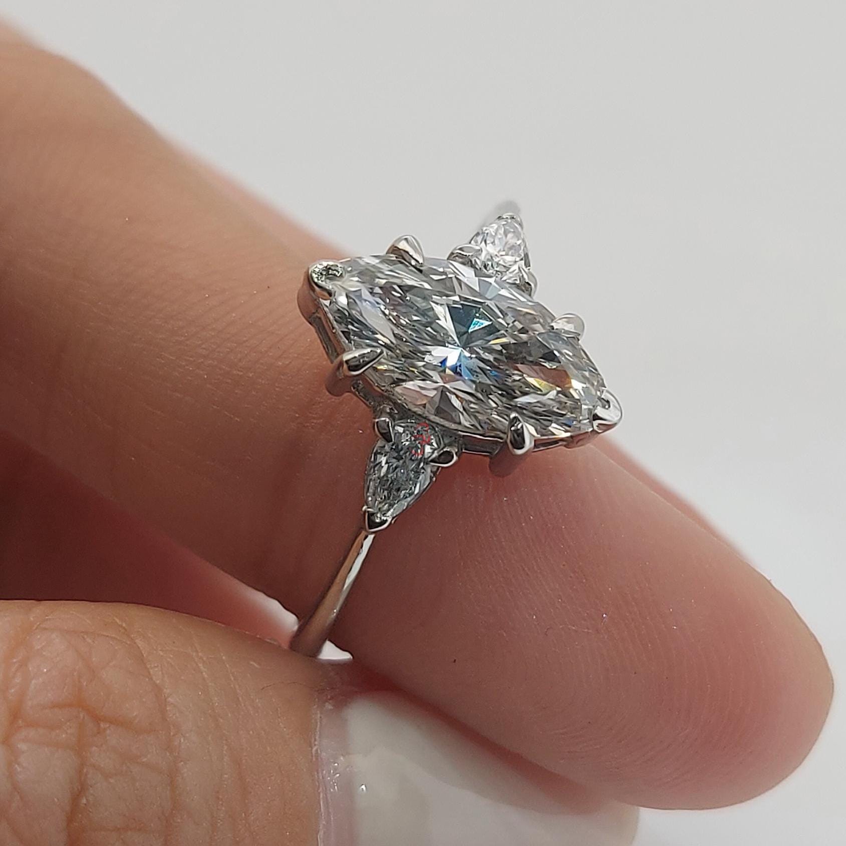 3 Ct IGI Certified Marquise Lab Diamond Engagement Ring