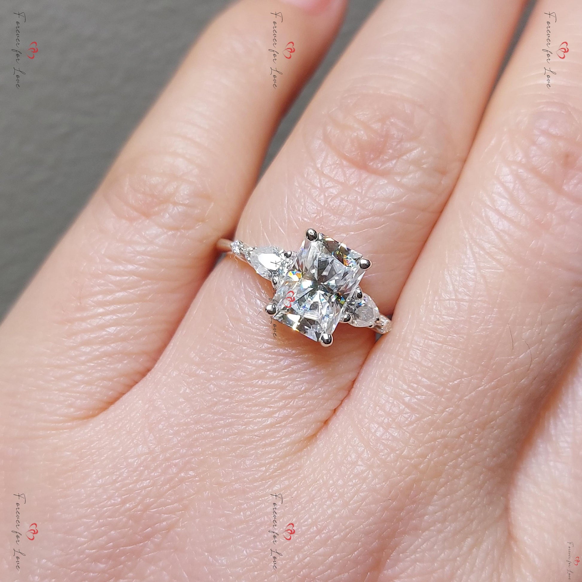Radiant Diamond, Moissanite Eternity Band