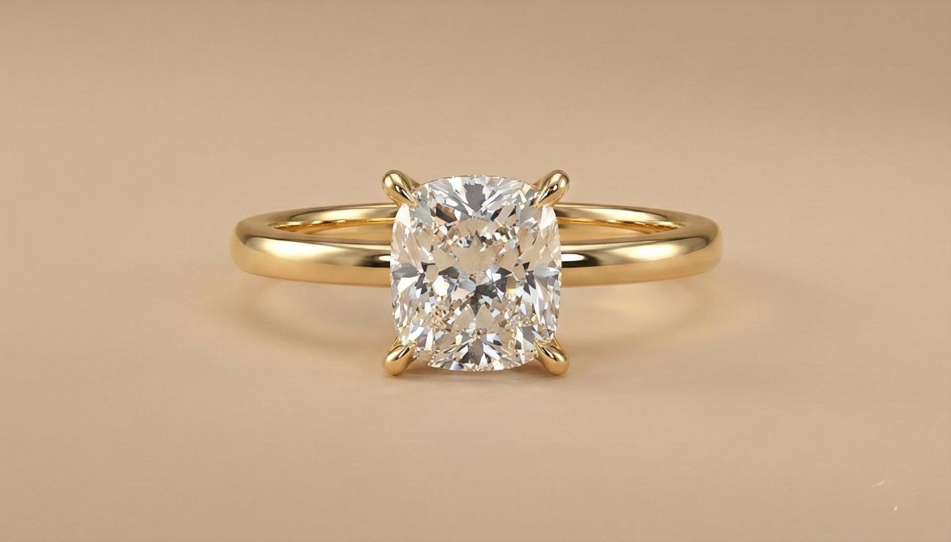 1.2 Ct IGI Certified Cushion Lab Diamond Hidden Halo Engagement Ring