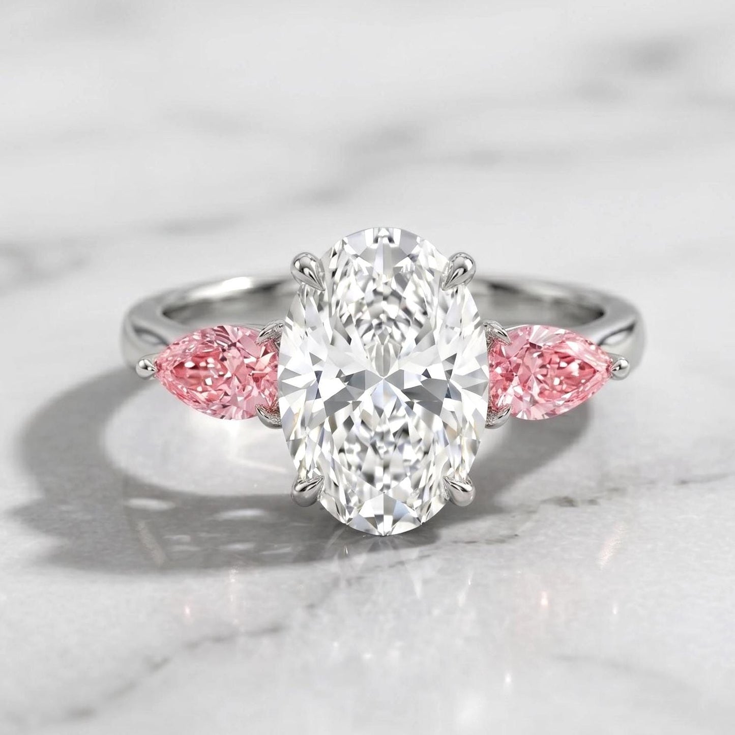 4.5 Karat IGI zertifizierter ovaler Labor-Diamant Verlobungsring Oval cut Moissanite engagement ring in 935 Argentium Silber — custom handcrafted by Forever For Love