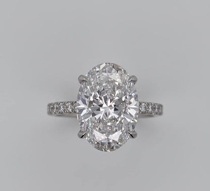 5.5 Ct IGI Certified Oval Lab Diamond Hidden Halo Engagement Ring