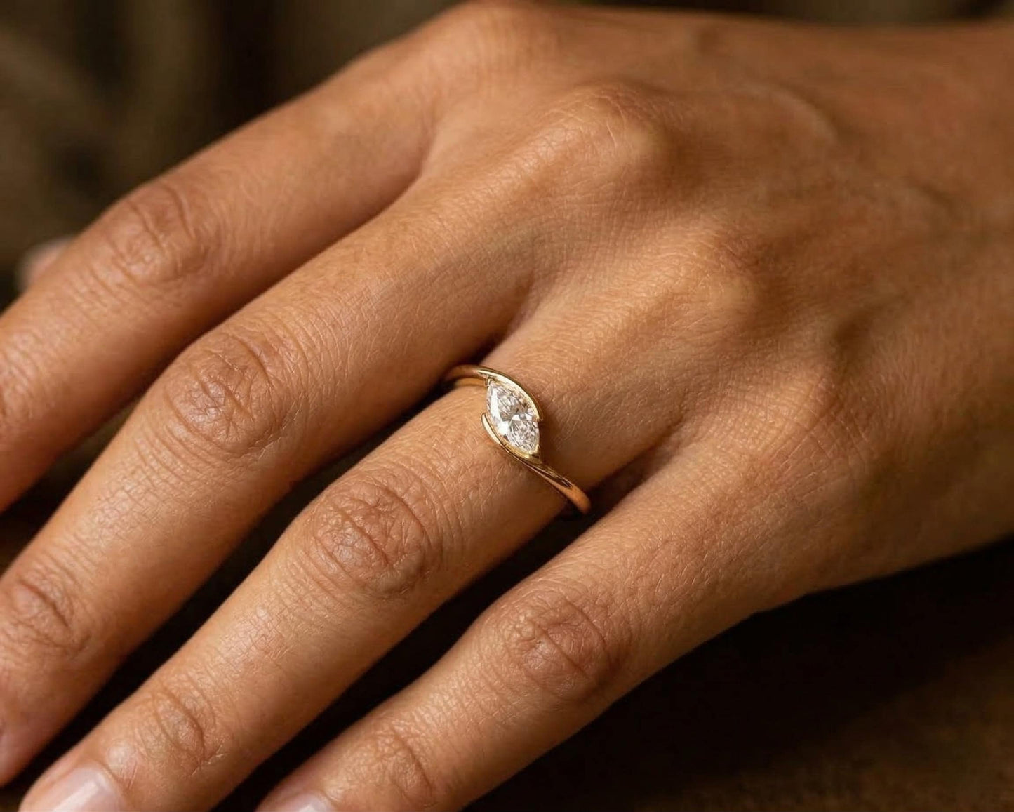 1 Ct IGI Certified Marquise Lab Diamond Engagement Ring Marquise cut 1Ct Moissanite Brilliant Cut engagement ring in 935 Argentium Silver — custom handcrafted by Forever For Love