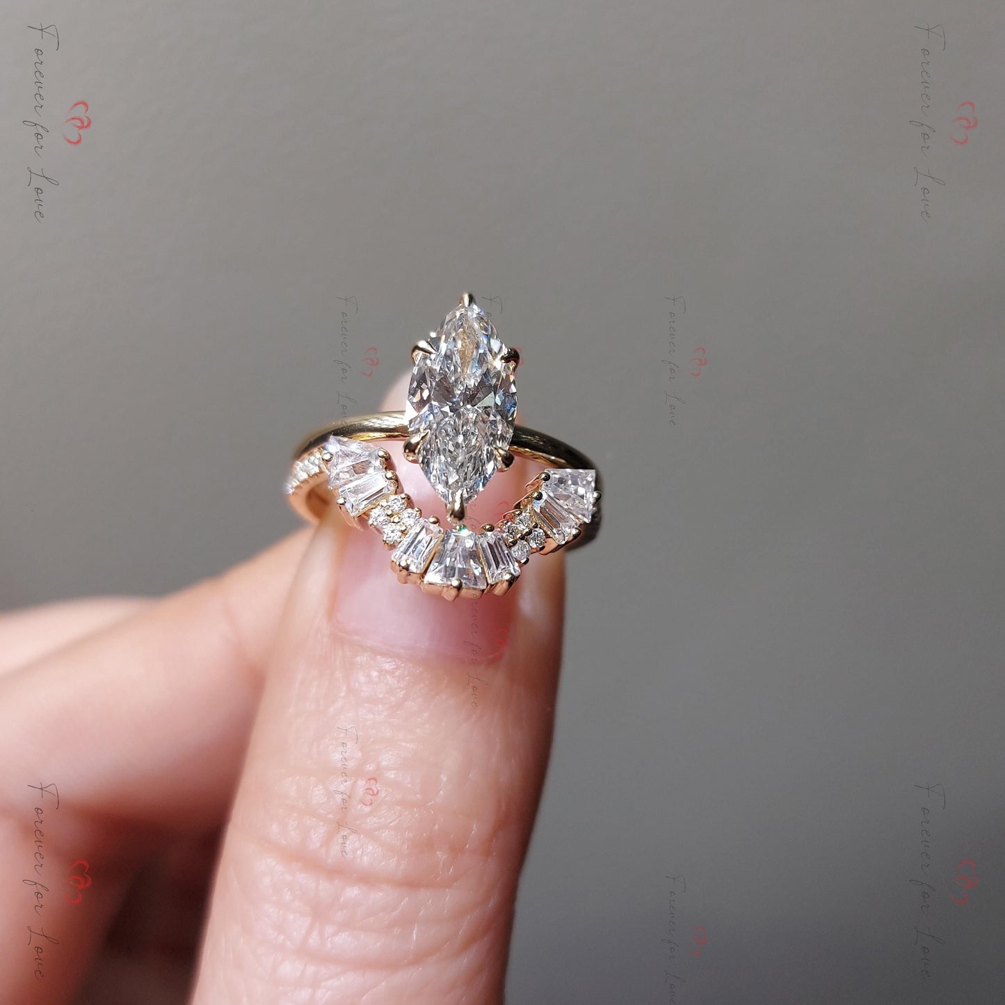 Marquise Lab Diamond Full Eternity Band Marquise cut Moissanite Brilliant Cut engagement ring in 935 Argentium Silver — custom handcrafted by Forever For Love