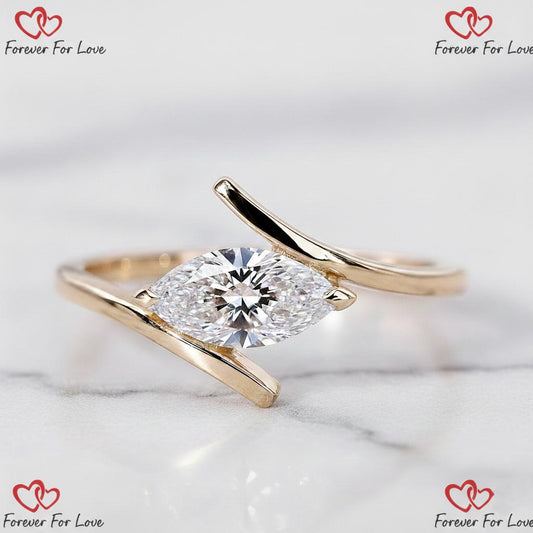 1.5 Ct IGI Certified Marquise Lab Diamond Engagement Ring