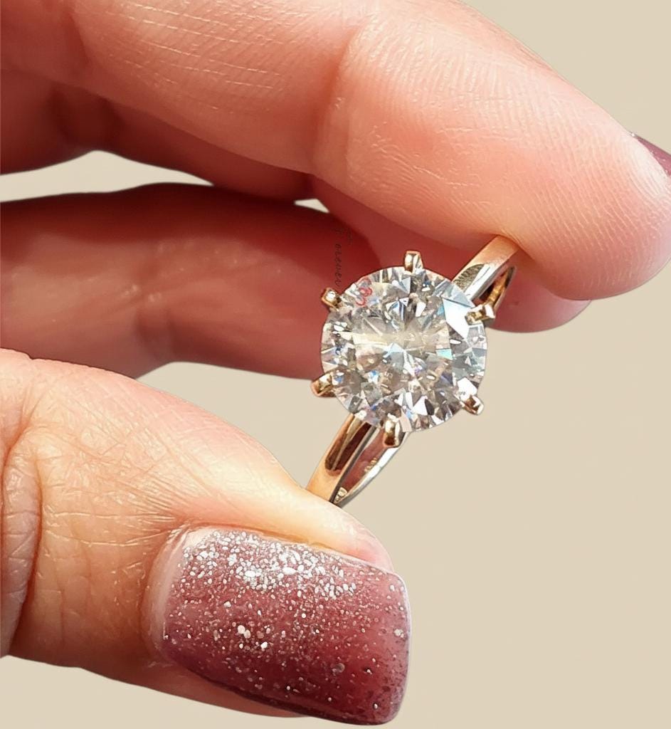 3 Ct Round Lab Diamond Solitaire Engagement Ring