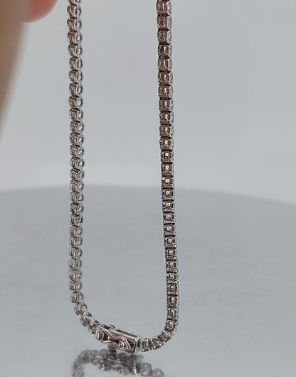 Diamant Tennisarmband mit Lünette 14K Weißgold rundes Tennisarmband, im Labor gezüchtetes Armband, wunderschönes Armband mit weißen Diamanten, rundes Armband.
