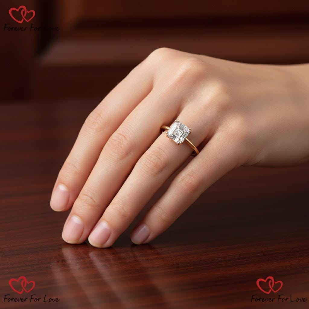 3 Ct IGI Certified Asscher Lab Diamond Solitaire Engagement Ring