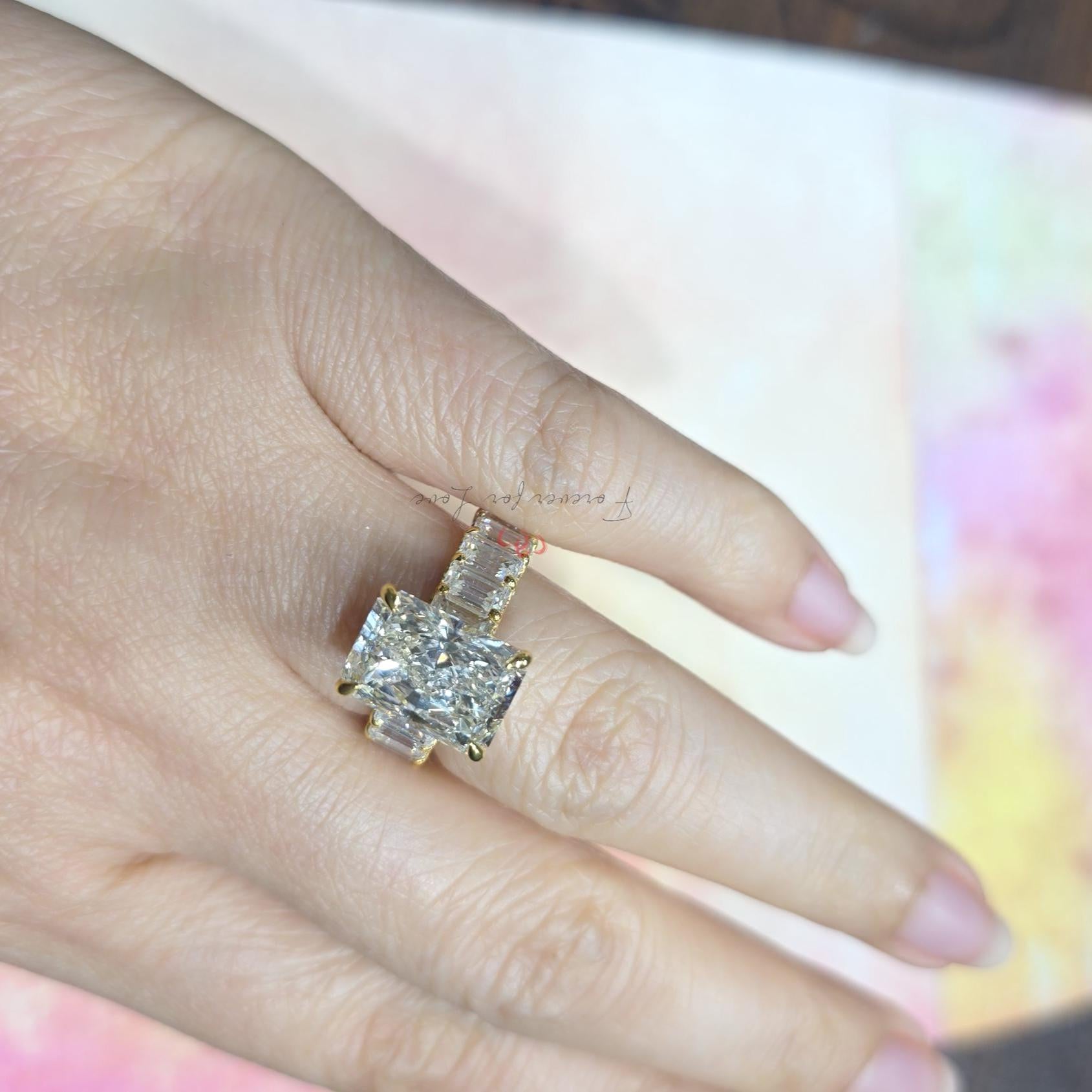 5 Ct Radiant Lab Diamond Solitaire Engagement Ring