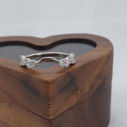 Diamond Marquise and Round cut Vintage Lab Wedding Band half eternity promise ring Rose Gold engagement band Women anniversary band ring