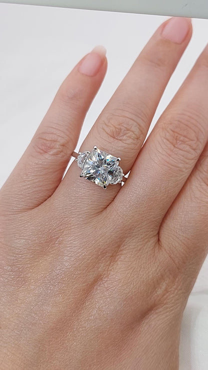 Radiant Cut Moissanite Engagement Ring, Hidden Halo Engagement Ring, Radiant Cut Solitaire, Solid Gold Radiant Cut, Solitaire Proposal Ring.