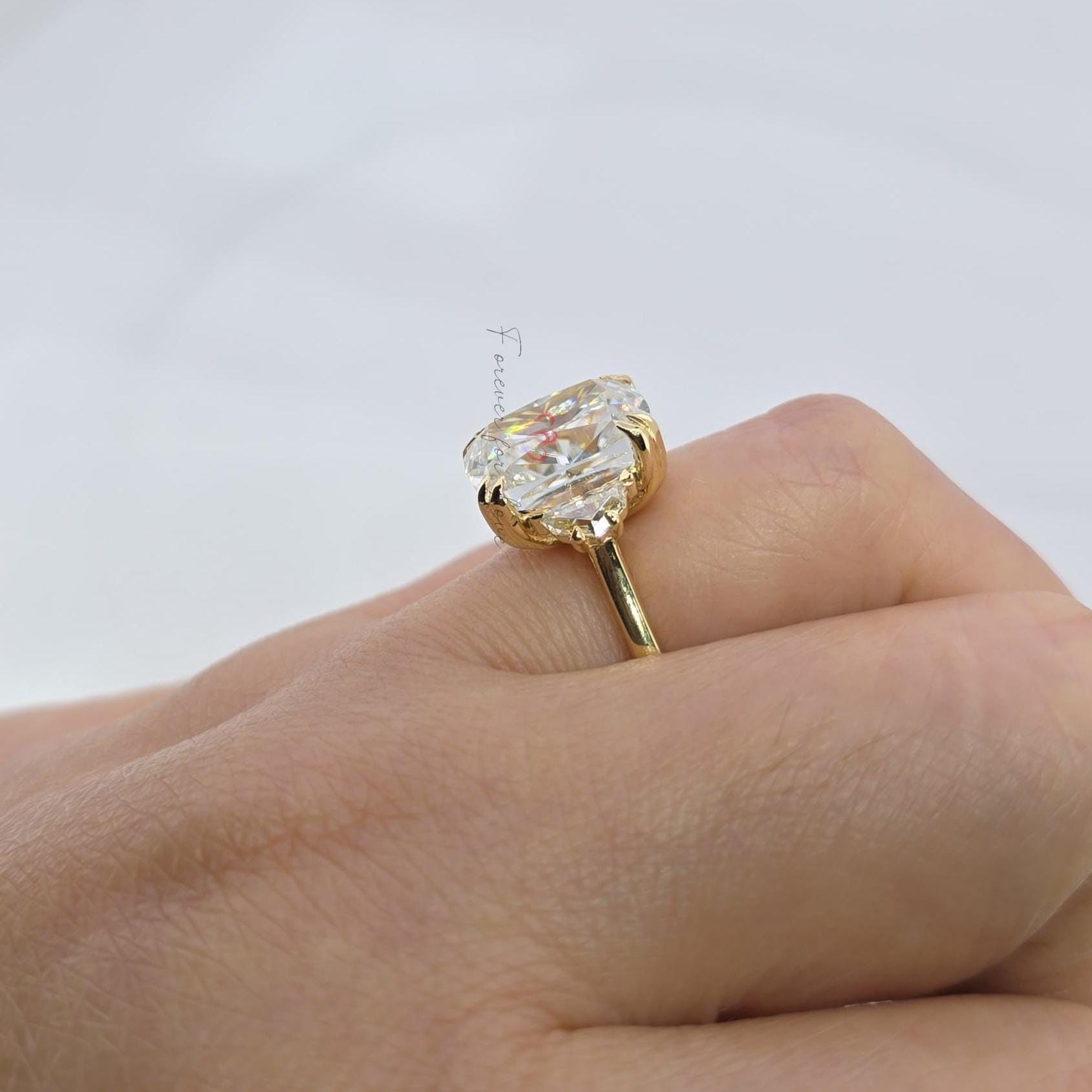 Cushion Cut Moissanite Engagement Ring, Hidden Halo Engagement Ring, Cushion Cut Solitaire, Solid Gold Cushion Cut, Solitaire Proposal Ring.